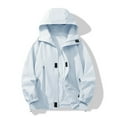 thumbnail image 1 of Men's Jacket Waterproof Coat Hooded Raincoat Outdoor Hiking Lightweight Windbreaker Windproof Jacket for Hiking,Sky Blue, 1 of 9