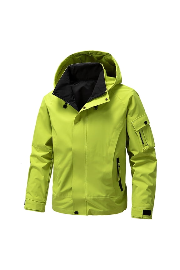 Men's Jacket Waterproof Coat Hooded Raincoat Solid Long Sleeved Hooded Workwear With Multiple Pockets Jacket