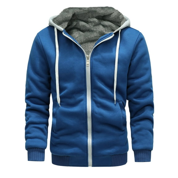 Men's Jacket Winter Warm Soft Comfortable Lightweight Windproof Outdoor Casual Zippered Hooded Coat for Cold Weather