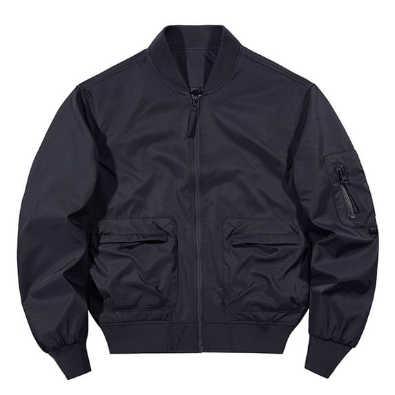 Men's Jacket Wool Blend Letterman Bomber Jacket Baseball Lightweight Jacket Solid Color Baseball Suit Functional Multi Pocket Coat Work Jacket