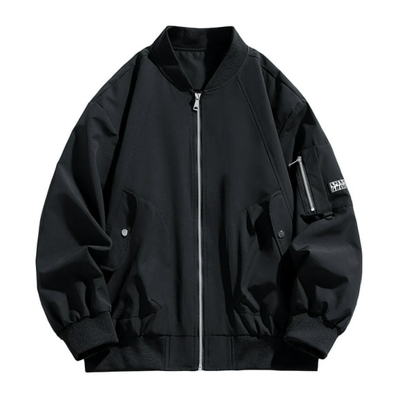 Men's Jackets Big and Tall 4X Solid Color Long Sleeved Round Neck Casual And Fashionable Workwear Jacket