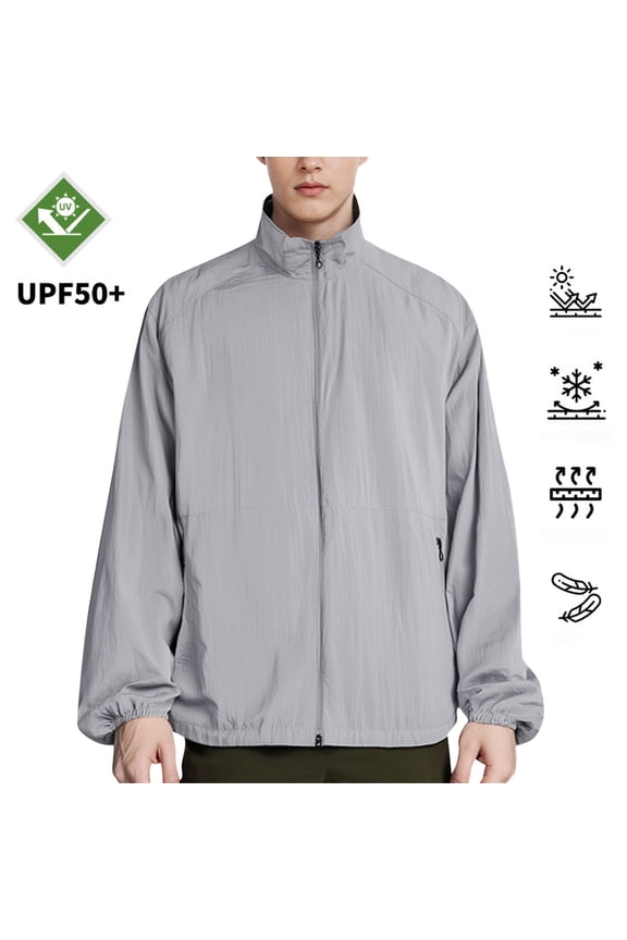 Men's Jackets Big and Tall 5XL Solid Color Summer Breathable Sun Protection Clothing Outdoor Fitted Fishing Clothing Exercise Coat
