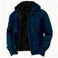 thumbnail image 1 of Men's Jackets Casual Warm Fleece Lined Jacket Winter Zip Coats Hooded Jacket Dark Blue 4XL, 1 of 7