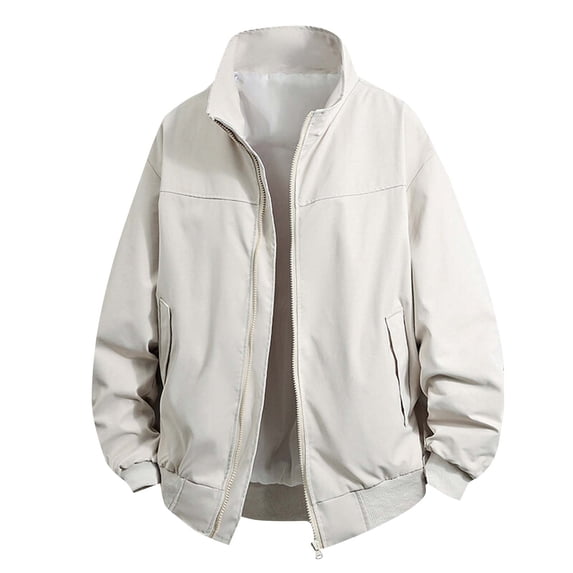 Men's Jackets Clearance Zipper Up 2XL Leisure Solid Color Zipper Pocket Stand Collar Long Sleeves