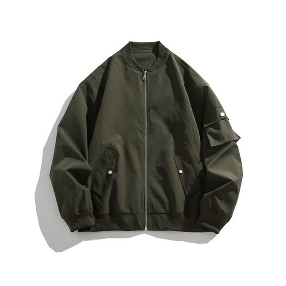 Men's Jackets Clearance Zipper Up 2XL Solid Color Leisure Pocket Zipper Work Clothes Long Sleeves Loose Coat