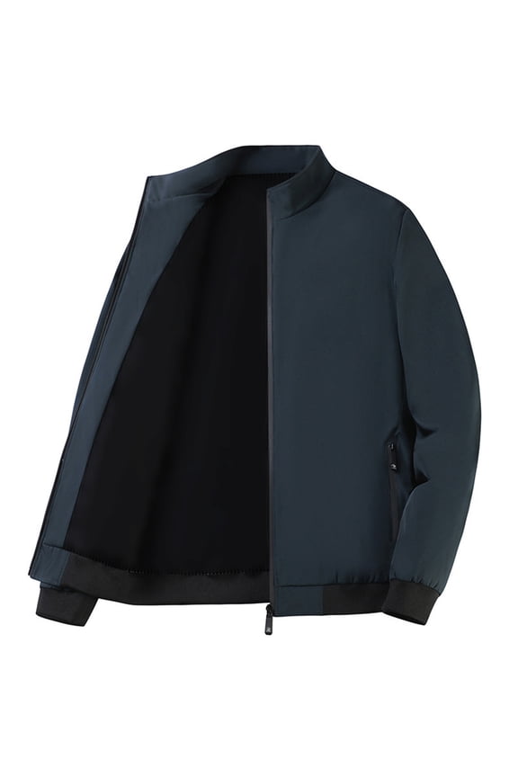 Jacket for Men Big and Tall 5XL Zip-Up Casual Long Sleeve Solid Color with Pockets