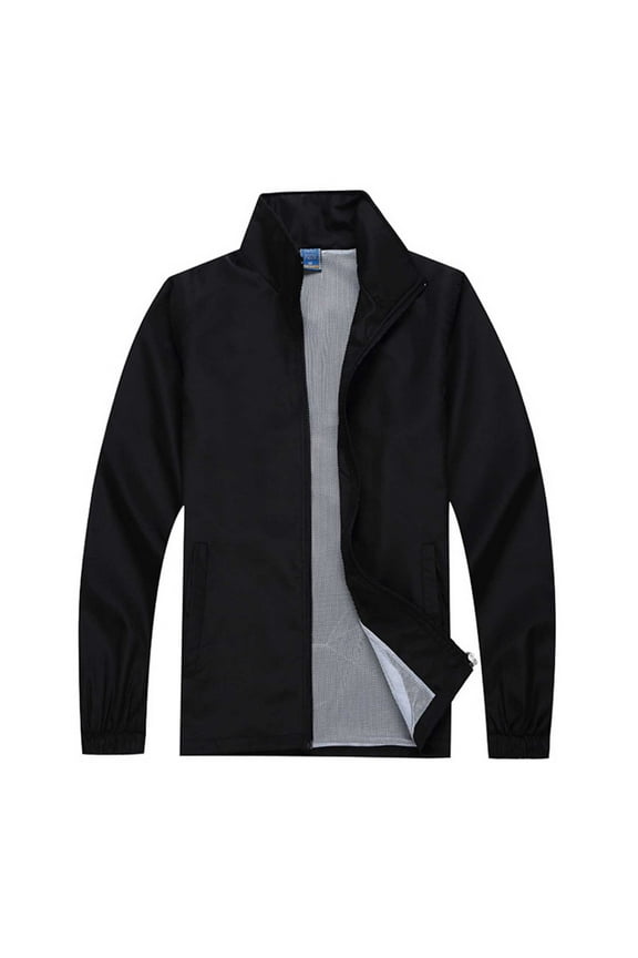 Men's Jackets Clearance Zipper Up Big and Tall Solid-Color Mesh Sports Zipper Long Sleeve Hoodess Casual Outwear