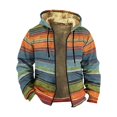 thumbnail image 1 of Men's Jackets Color Block Polar Jacket Hooded Heavyweight Outerwear Zip Up Long Sleeve Warm Coat Comfortable Loose Fit Fall Winter Mens Winter Coats, 1 of 3