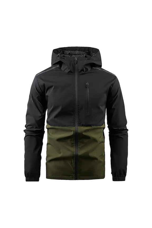 Men's Jackets Color Blocked Long Sleeved Hooded Workwear Waterproof Jacket