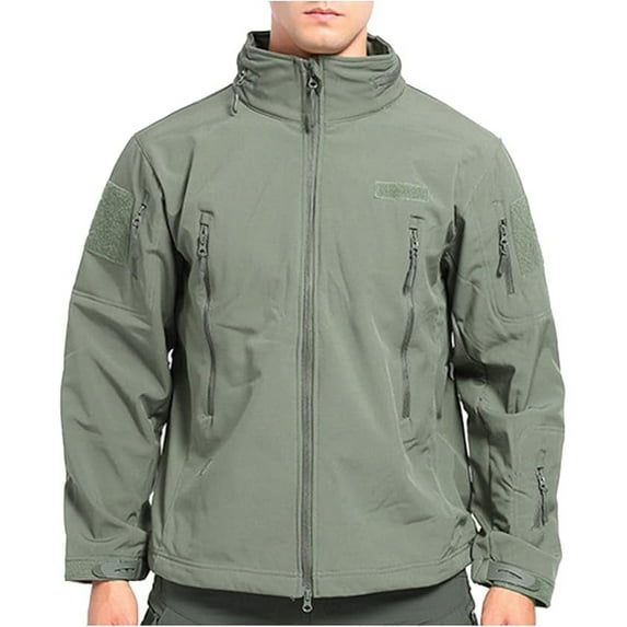 Puztloy Men's Jackets Zip Fleece Rain Shell Ski Waterproof Windbreaker Lightweight Jacket Outdoor Hiking Work Coat(Available in Plus Size)