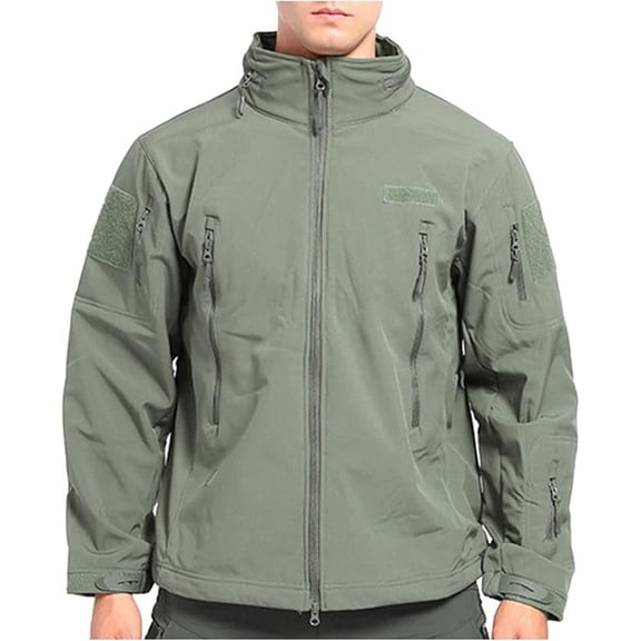 Puztloy Men's Jackets Zip Fleece Rain Shell Ski Waterproof Windbreaker Lightweight Jacket Outdoor Hiking Work Coat(Available in Plus Size)