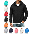 thumbnail image 1 of Men's Jackets Hooded Zip Up Casual Lightweight Windbreaker Jacket with Pockets Spring Fall Fashion Clothes, 1 of 9