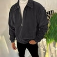 thumbnail image 1 of Men's Jackets Lightweight Fleece Long Fashion Casual Comfy Solid Long Sleeve Turndown Collar Hoodless Casual Outwear, 1 of 9