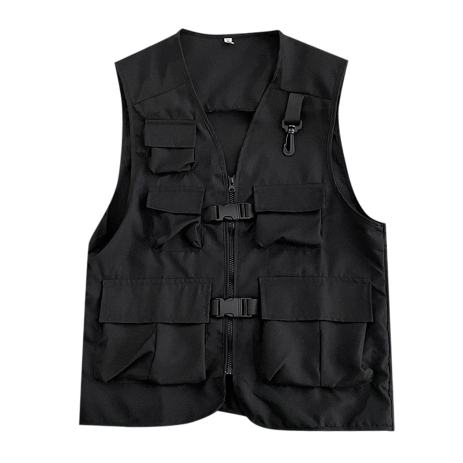 Men's Jackets Sleeveless V Neck Zip Up Streetwear Cargo Vest with