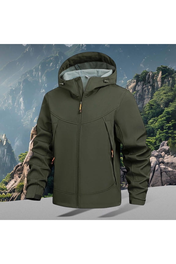 Men's Jackets, Soft Shell Lined Windproof Jackets, Waterproof Hiking Jackets Fall & Wineter Outdoor Coat (Army Green XL)