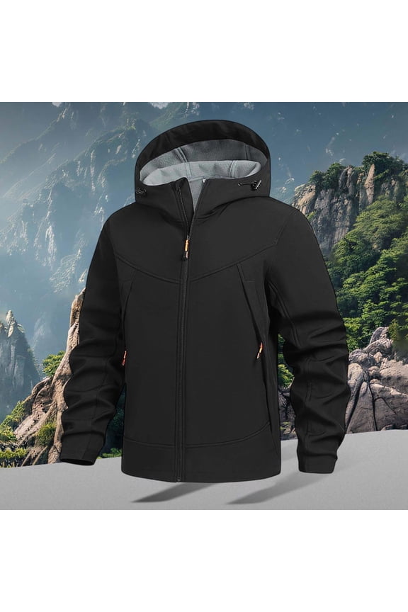 Men's Jackets, Soft Shell Lined Windproof Jackets, Waterproof Hiking Jackets Fall & Wineter Outdoor Coat (Black S)