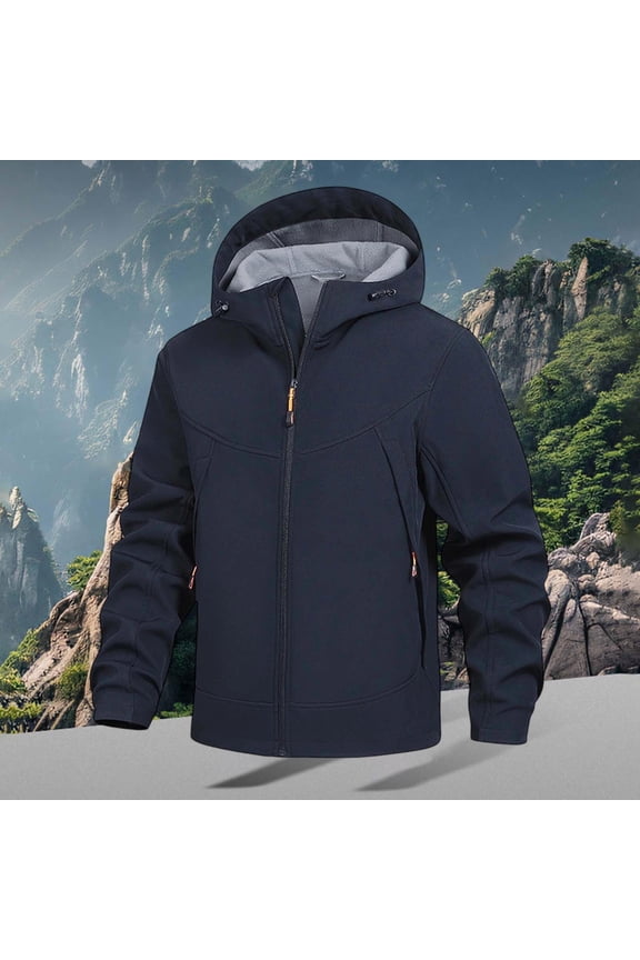 Men's Jackets, Soft Shell Lined Windproof Jackets, Waterproof Hiking Jackets Fall & Wineter Outdoor Coat (Blue L)