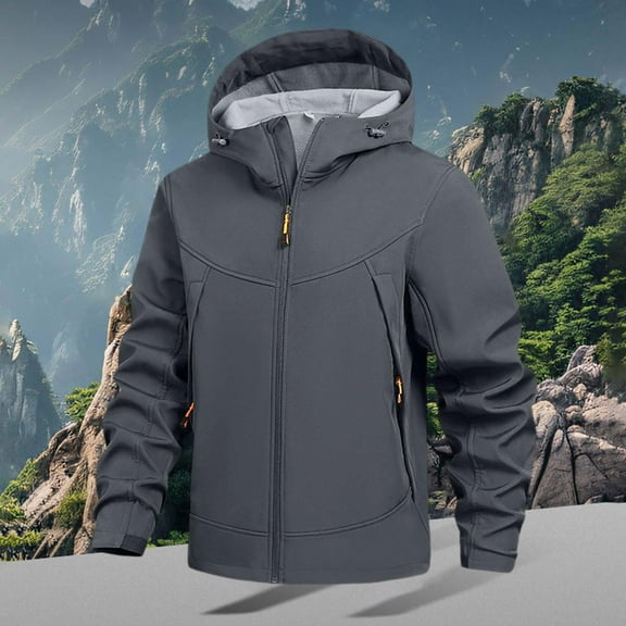 Men's Jackets, Soft Shell Lined Windproof Jackets, Waterproof Hiking Jackets Fall & Wineter Outdoor Coat (Grey S)