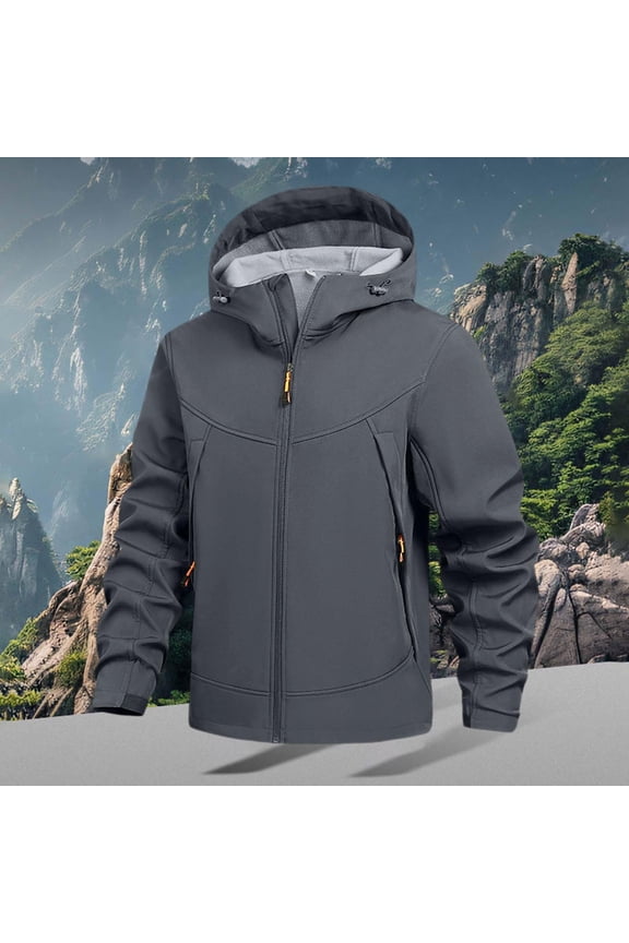 Men's Jackets, Soft Shell Lined Windproof Jackets, Waterproof Hiking Jackets Fall & Wineter Outdoor Coat (Grey S)