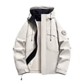 thumbnail image 1 of Men's Jackets Solid Color Waterproof Long Sleeved Hooded Workwear Outdoor Jacket with Pockets, 1 of 8