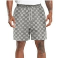 thumbnail image 1 of Men's Jacquard Checkerboard Shorts Drawstring Elastic Waist Athletic Gym Sports Running Shorts with Pockets, 1 of 5