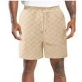 thumbnail image 1 of Men's Jacquard Checkerboard Shorts Drawstring Elastic Waist Athletic Gym Sports Running Shorts with Pockets, 1 of 5