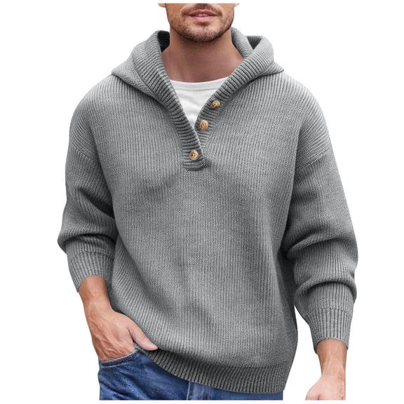Men's Jacquard Knit Sweaters Checkered Stretch Pullover Sweater Mock Neck Base Layer Warm Fall Winter Tops Gray 2XL