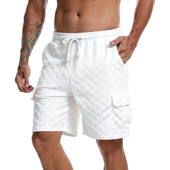 Men's Jacquard Textured Cargo Shorts 10" Inseam Summer Fashion Short Pants Elastic Waist Drawstring with Pockets 2026 Streetwear