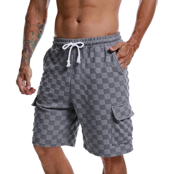 Men's Jacquard Textured Cargo Shorts 10" Inseam Summer Fashion Short Pants Elastic Waist Drawstring with Pockets 2026 Streetwear