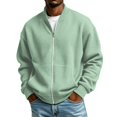 thumbnail image 1 of Men's Jacquard Waffle Plaid Cloth Bright Metal Zipper Lightweight Jacket Waffle Knit Full Zip Stand Collar Cardigan Top Sweatshirt, 1 of 5