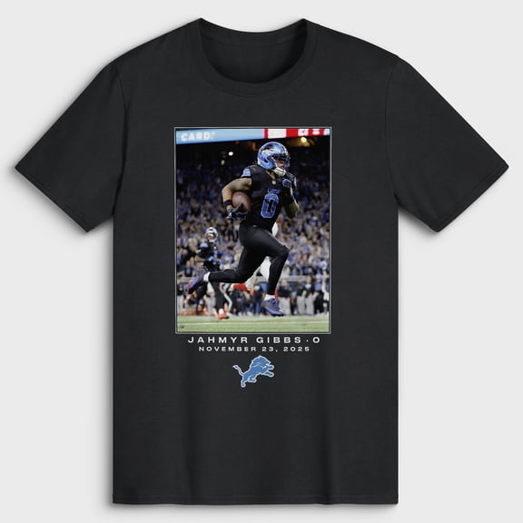 Men's Jahmyr Gibbs Black Detroit Lions NFL Flash Features Week 12 T-Shirt