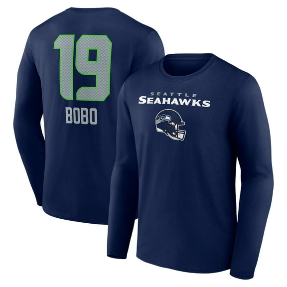 Men's Jake Bobo College Navy Seattle Seahawks Team Wordmark Player Name & Number Long Sleeve T-Shirt