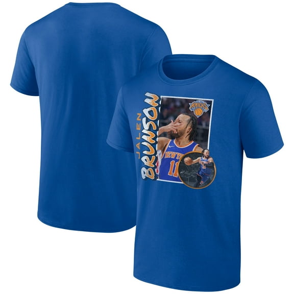 Men's Jalen Brunson Blue New York Knicks '90s Player Graphic T-Shirt