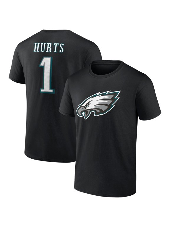 Men's Jalen Hurts Black Philadelphia Eagles Icon Player Name & Number T-Shirt