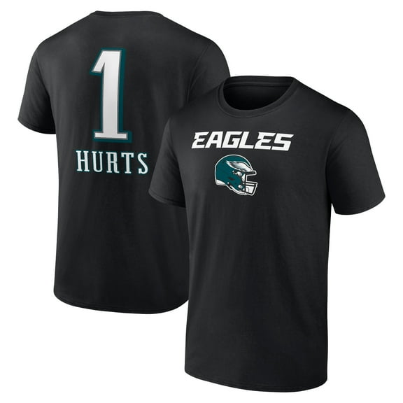 Men's Jalen Hurts Philadelphia Eagles Black Team Wordmark Name & Number T-Shirt