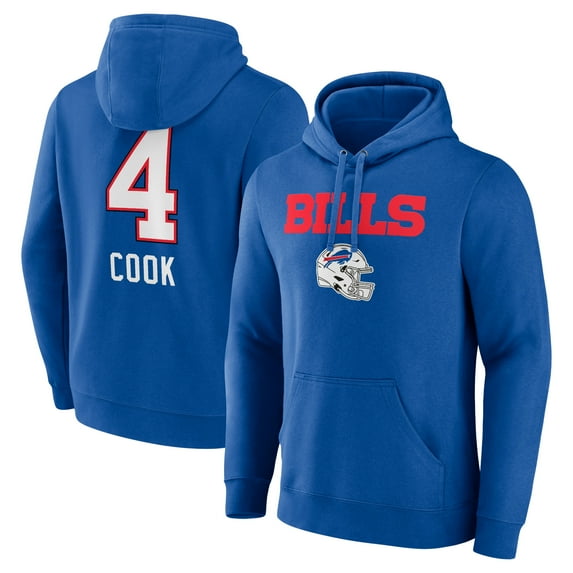 Men's James Cook Royal Buffalo Bills Team Wordmark Player Name & Number Pullover Hoodie