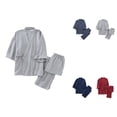 thumbnail image 1 of Men's Japanese Kimono Pajamas Set, Washed Crepe Loose-Fitting Two-Piece Sleepwear for Spring & Fall, Cotton Bathrobe Lounge Suit for Couple, 1 of 4