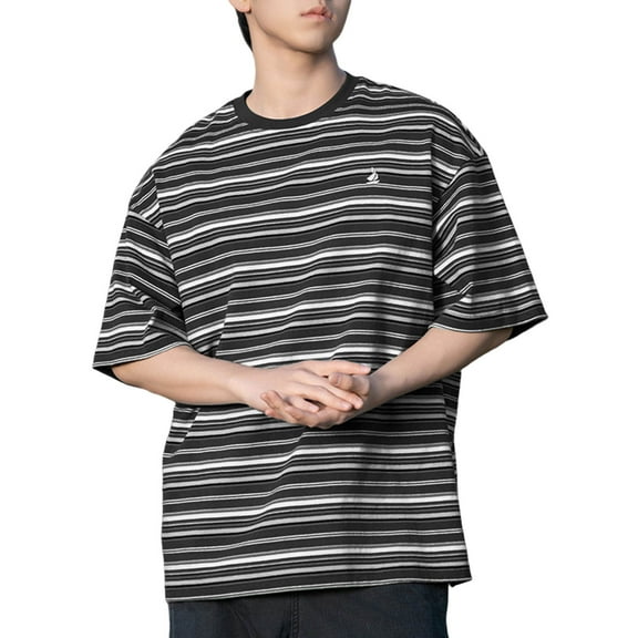 Men's Japanese Retro Casual Embroidery Short Sleeve T-Shirt, Loose Fit, 3D Printed, 4 Pattern Options, Suitable for Couples, for Multiple Occasions, Sizes M XXL