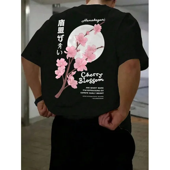Men's Japanese Streetwear Floral Cherry Blossom T-Shirt