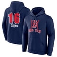 thumbnail image 1 of Men's Jarren Duran Navy Boston Red Sox Fastball Player Name & Number Pullover Hoodie, 1 of 3
