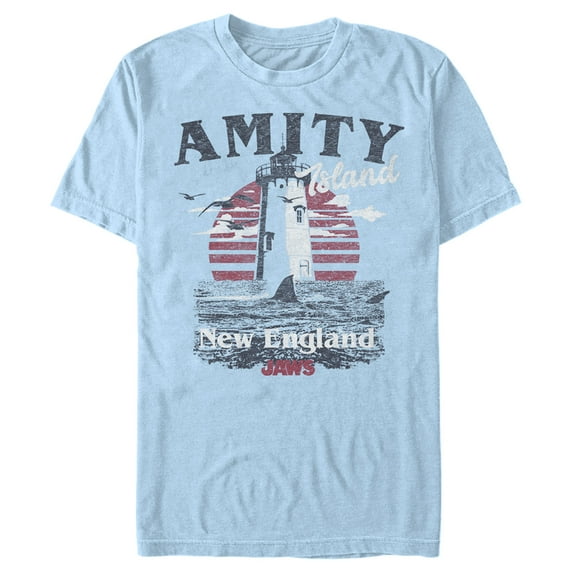 Men's Jaws Amity Island Tourist Lighthouse Graphic T-Shirt