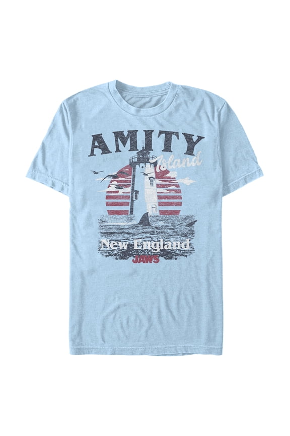 Men's Jaws Amity Island Tourist Lighthouse Graphic T-Shirt