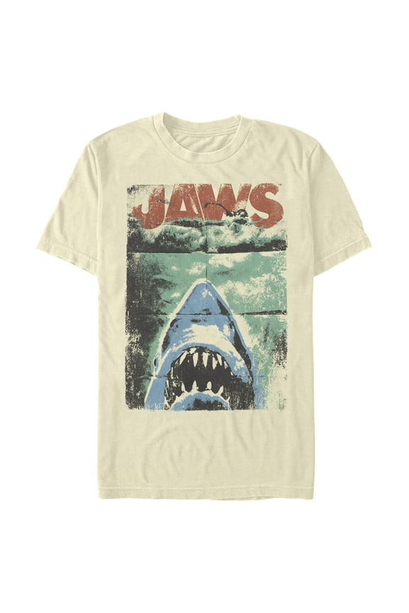 Men's Jaws Distressed Watercolor Poster Graphic T-Shirt