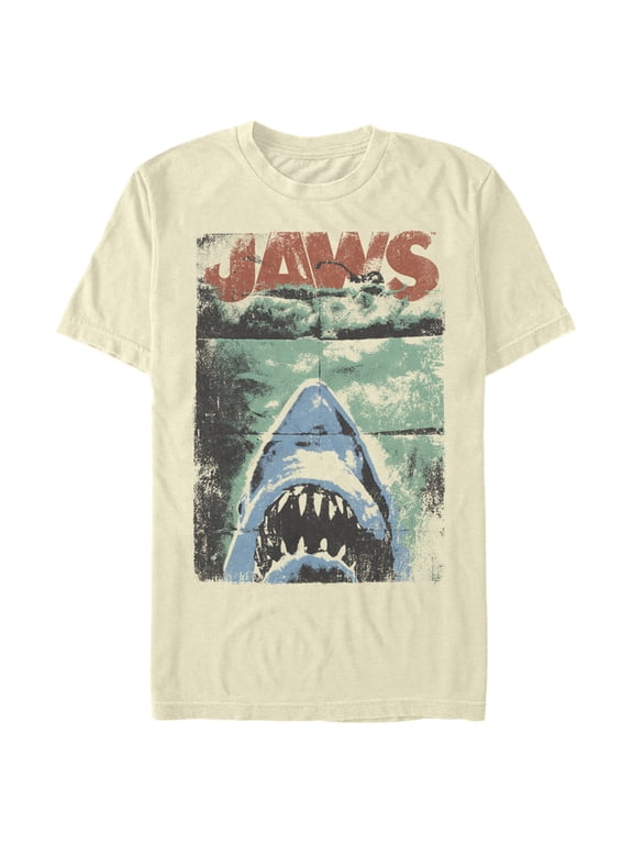 Men's Jaws Distressed Watercolor Poster Graphic T-Shirt