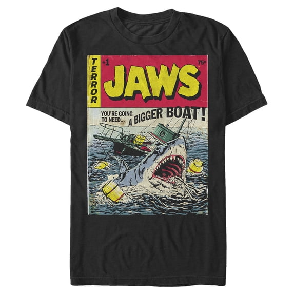 Men's Jaws Retro Comic Book Shark Graphic T-Shirt