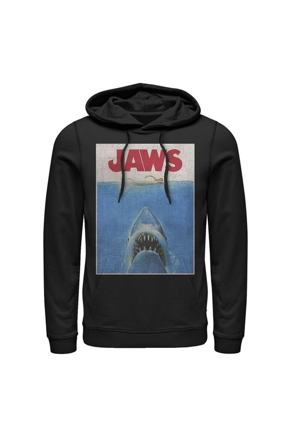 Men's Jaws Retro Distressed Poster Pull Over Hoodie