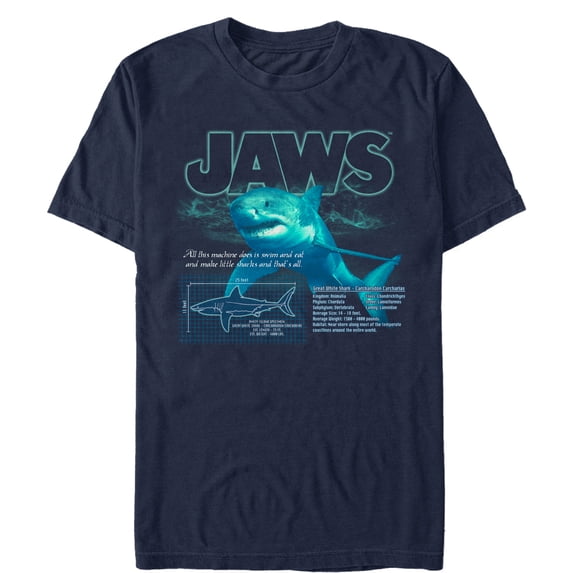 Men's Jaws Shark Blueprint Graphic T-Shirt