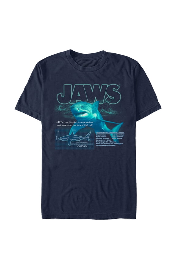 Men's Jaws Shark Blueprint  Graphic T-Shirt