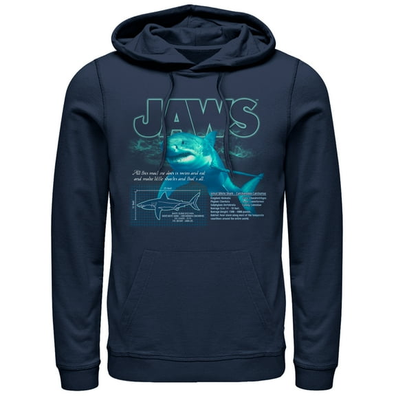 Men's Jaws Shark Blueprint  Pull Over Hoodie