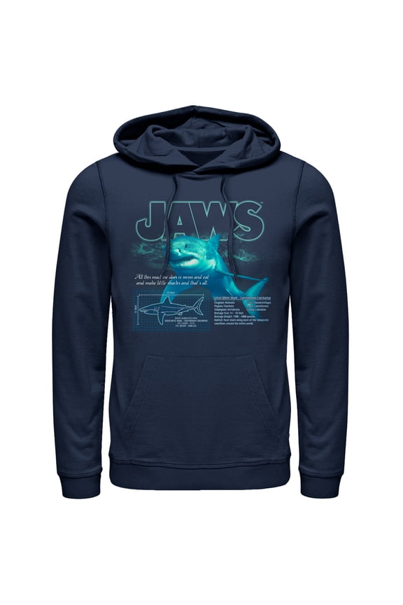 Men's Jaws Shark Blueprint Pull Over Hoodie